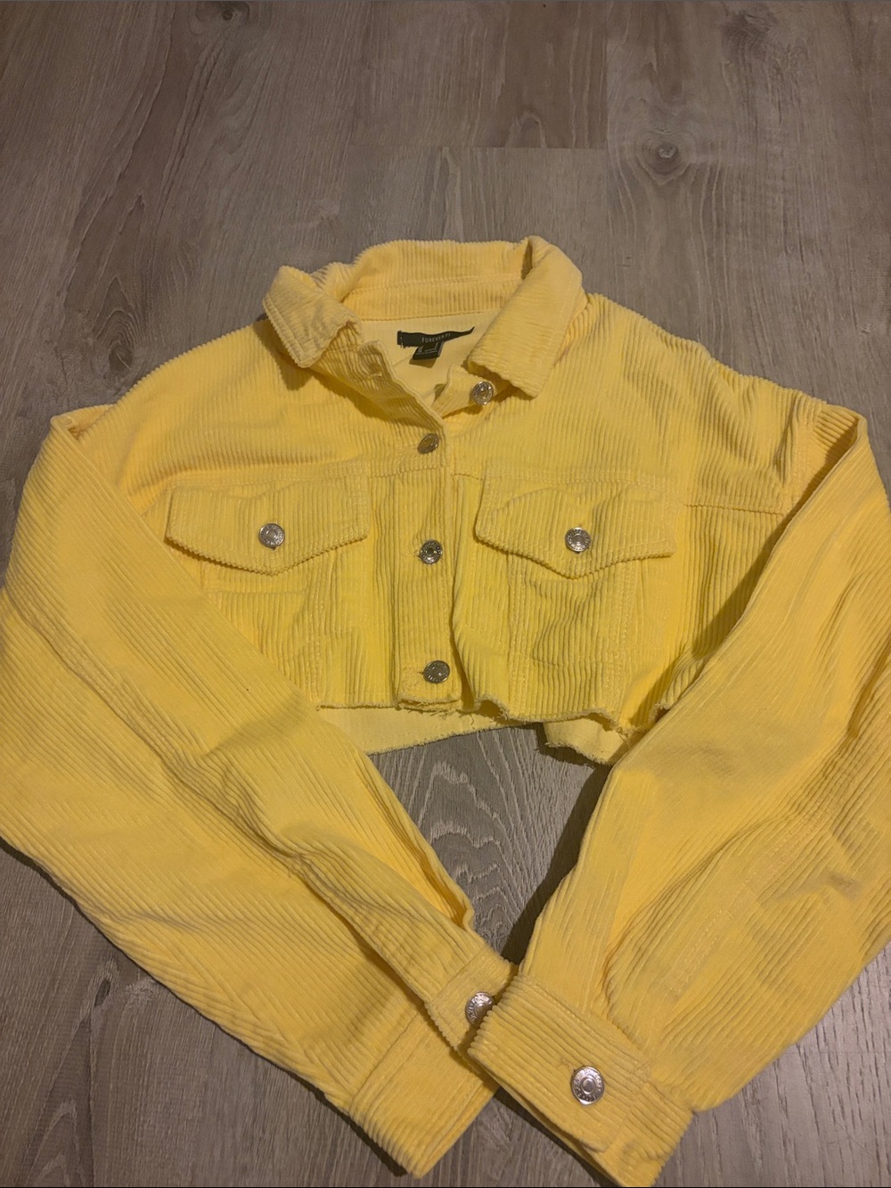 Forever 21 Yellow Cropped Corduroy Jacket